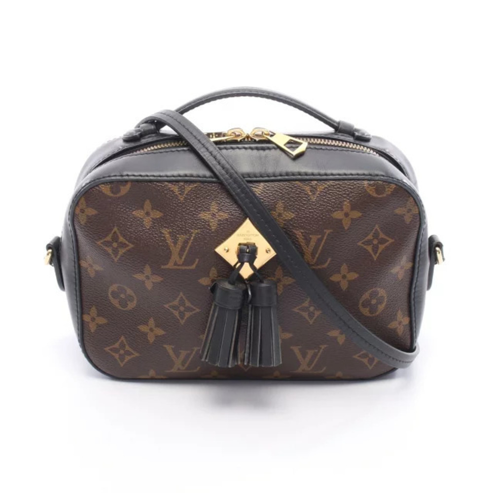 Louis Vuitton Saintonge Shoulder Bag Canvas Leather Monogram Brown Black